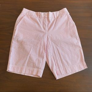 L. L. Bean Seersucker Pink & White Bermuda Shorts